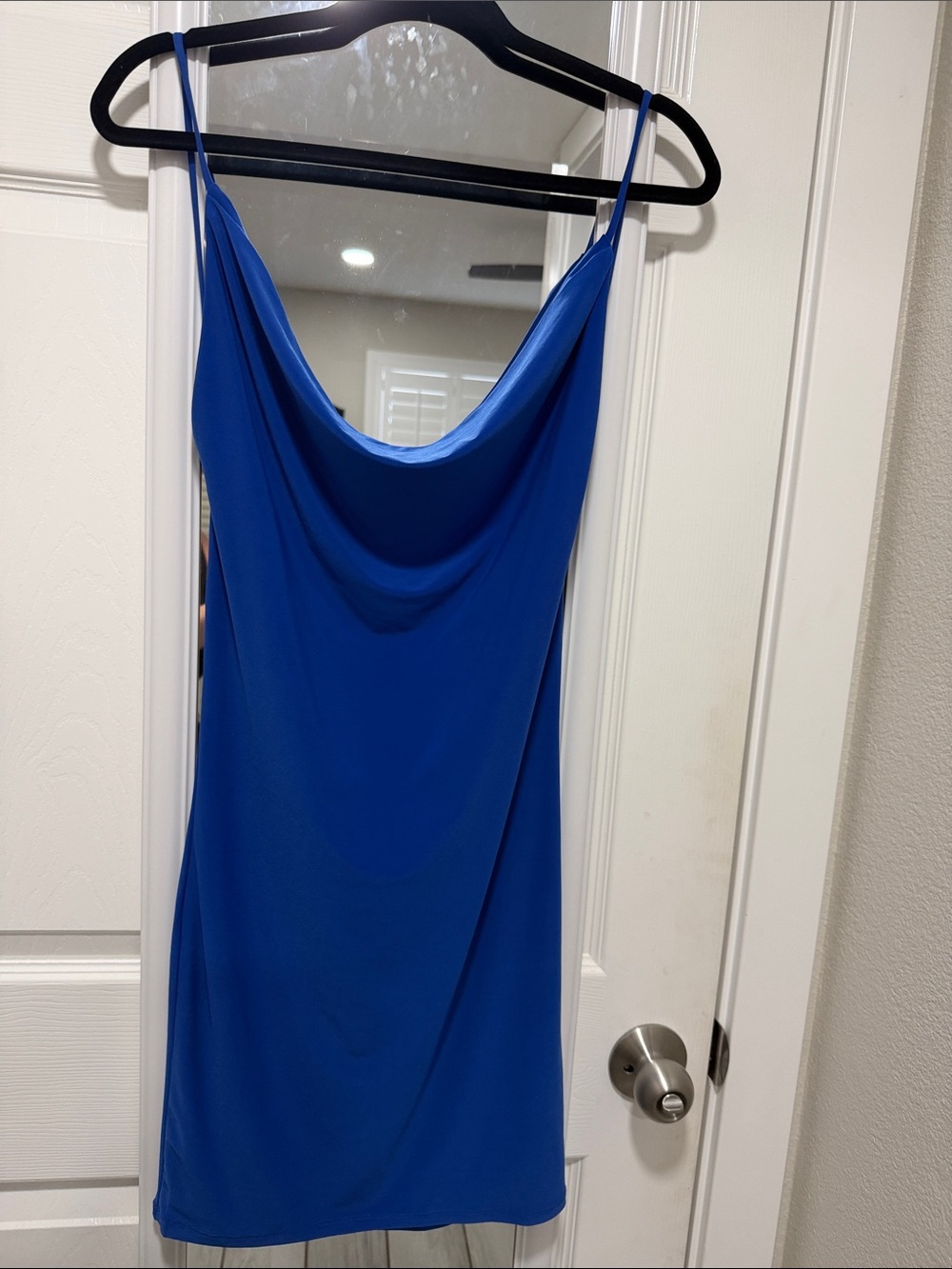 Cowl Neck Slip Dress in Bright Blue